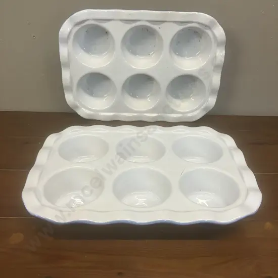 Pair of Emile Henry Modele Depose 61.06 Stoneware Muffin Pans
