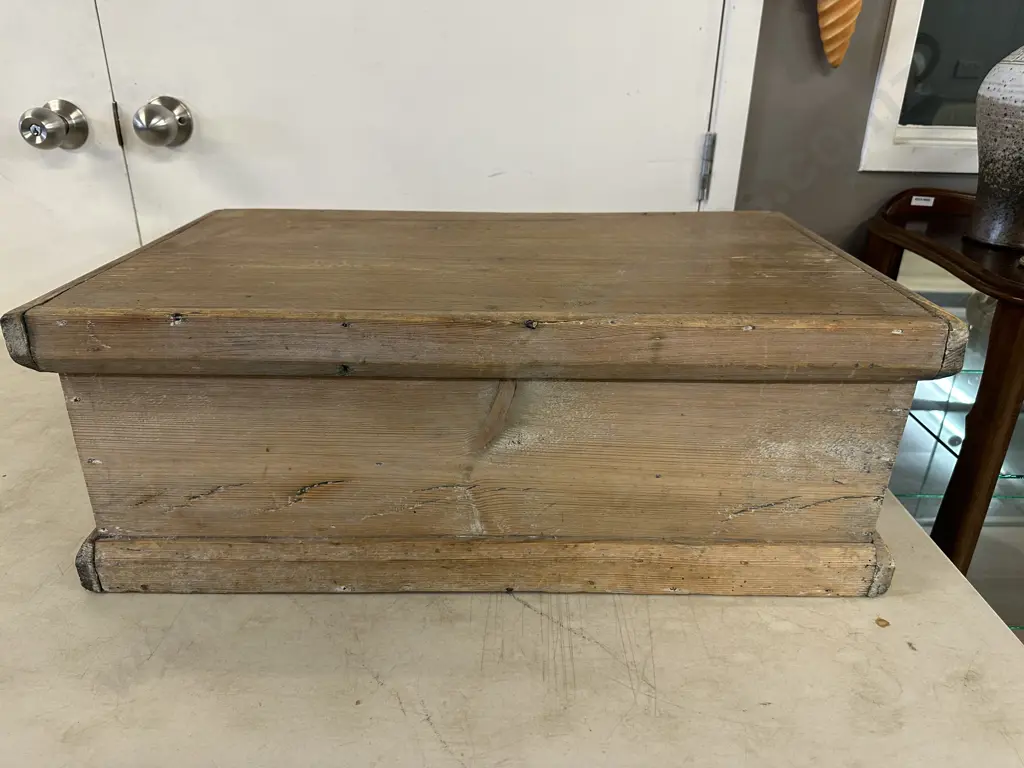 Early 1900s Baltic Pine Chest H25 W69 D40cm. Image 1++