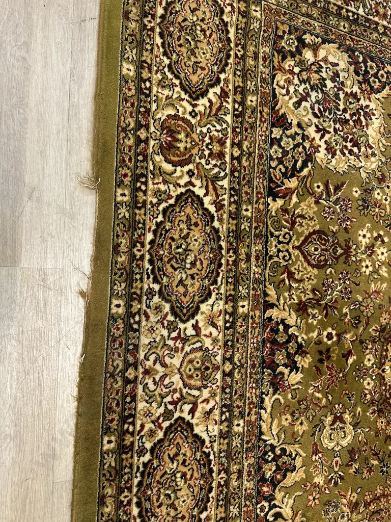 Large Woven Floor Rug Olive Green & Multi Coloured 360x252cm Image 1++