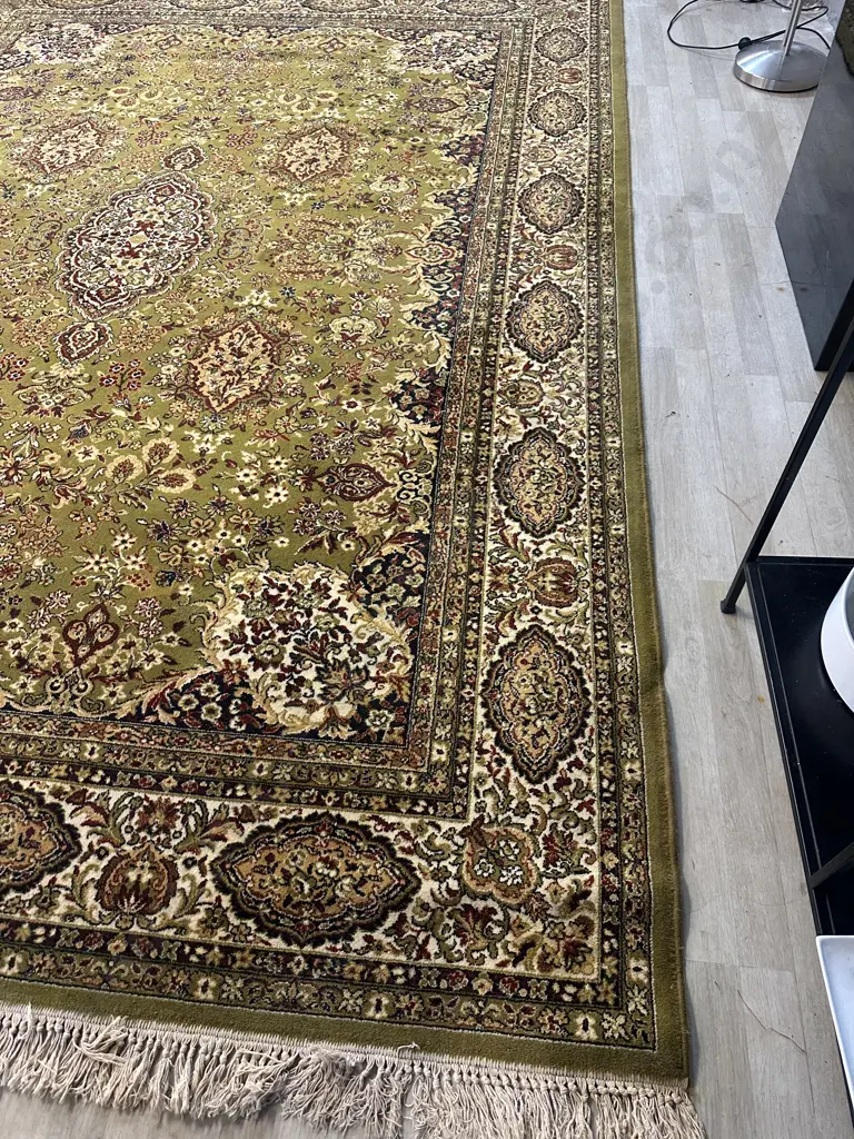 Large Woven Floor Rug Olive Green & Multi Coloured 360x252cm Image 1++