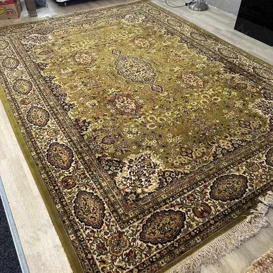 Large Woven Floor Rug Olive Green & Multi Coloured 360x252cm