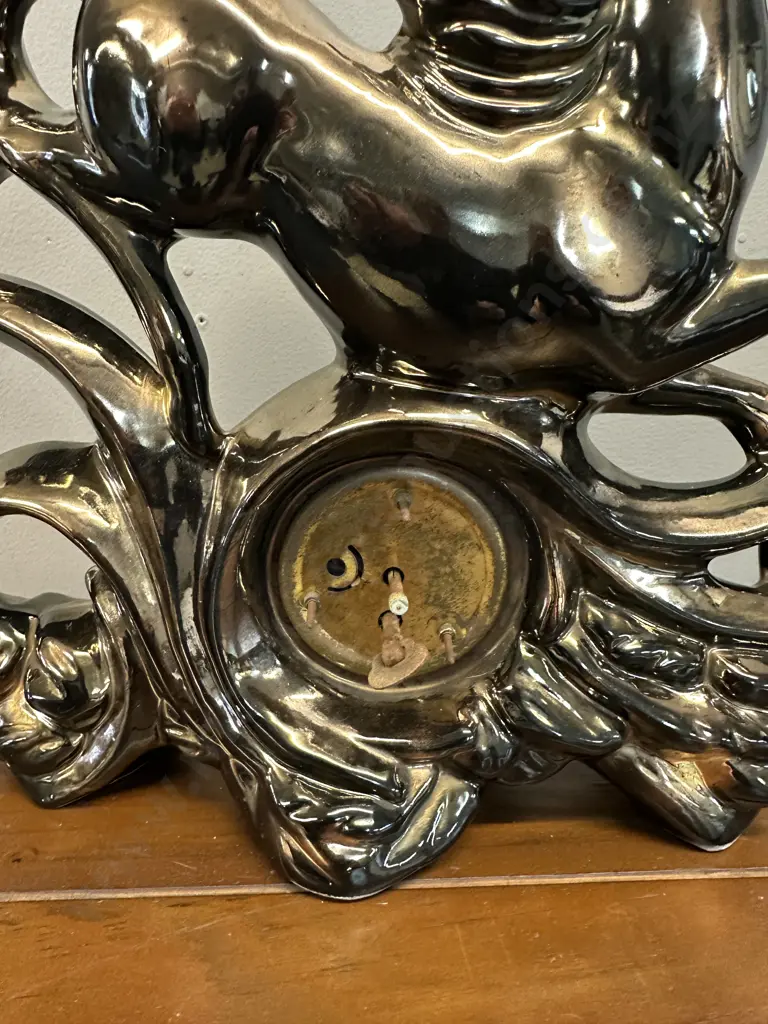 Vintage Ceramic German Anker Horse Mantel Clock H29 W33cm. Image 1++