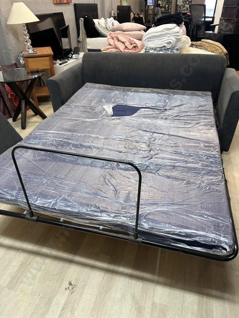 SOM'TOILE Grey 2-Seater Fold-Out Sleeper Sofa H76 W180 D76cm. Image 1++