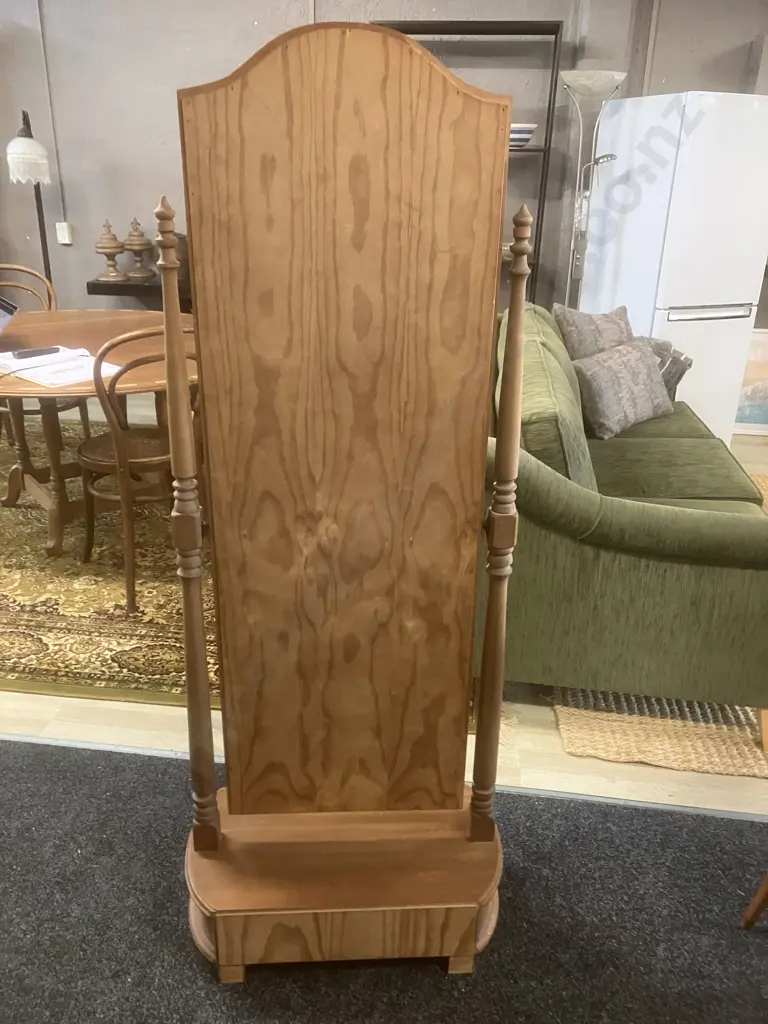 Freestanding Cheval Dress Mirror With Drawer In Base. H155cm Image 1++