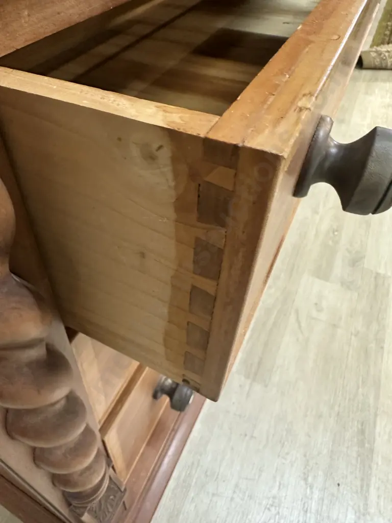 Kauri 8 Drawer Scotch Chest With Barley Twist Supports & Original Handles. H104 W105 D50cm Image 1++