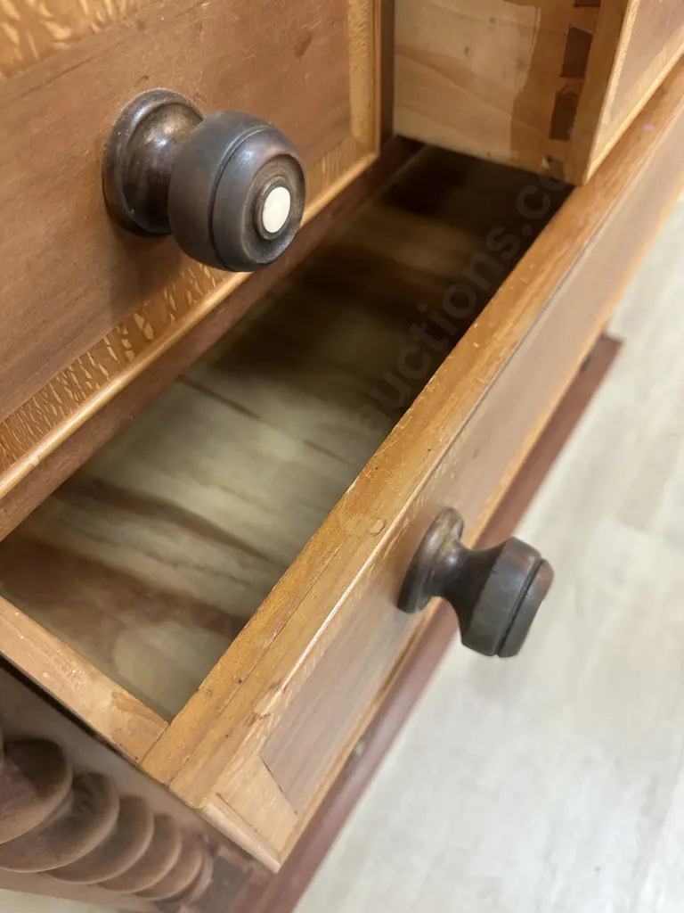 Kauri 8 Drawer Scotch Chest With Barley Twist Supports & Original Handles. H104 W105 D50cm Image 1++