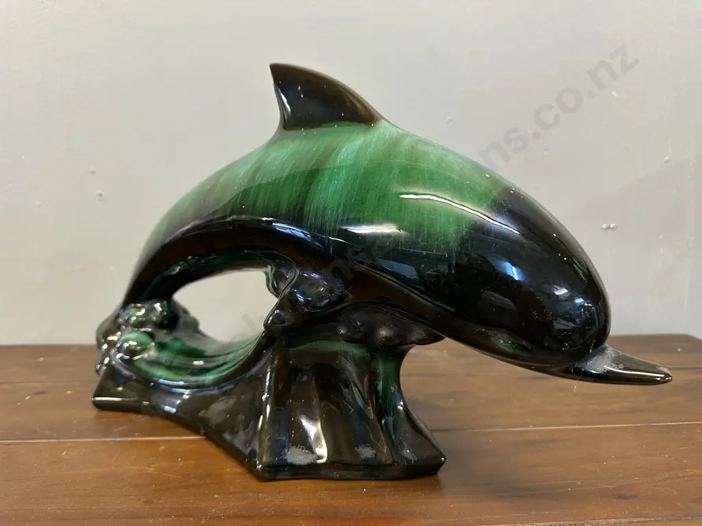 Vintage Blue Mountain Pottery Dolphin Figurine (af) 24x40cm. Image 1++