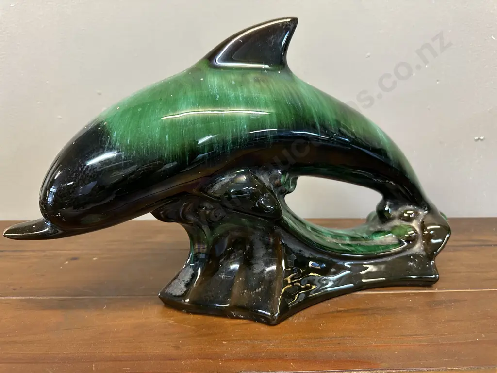 Vintage Blue Mountain Pottery Dolphin Figurine (af) 24x40cm. Image 1++