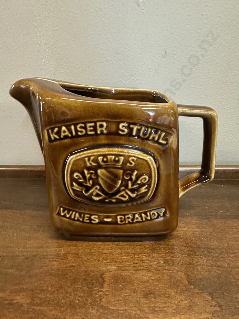 Vintage Kaiser Stuhl Wines & Brandy Ceramic Bar Jug By Elischer Pottery Image 1++