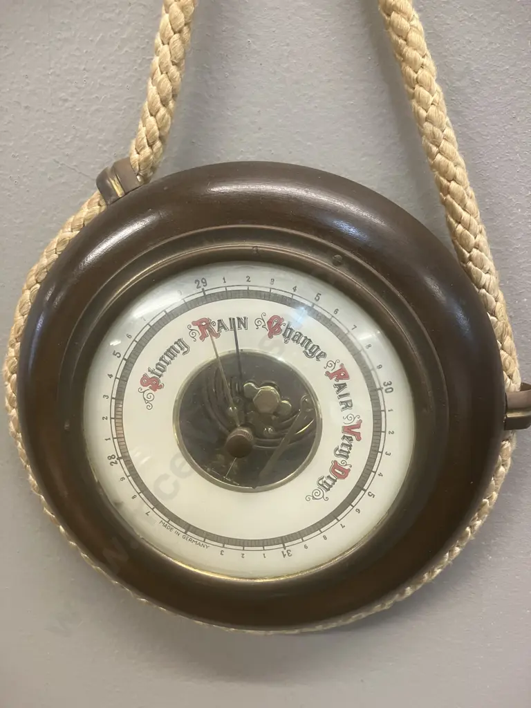 Art Deco German Barometer Weather Station With Rope Hanger Image 1++