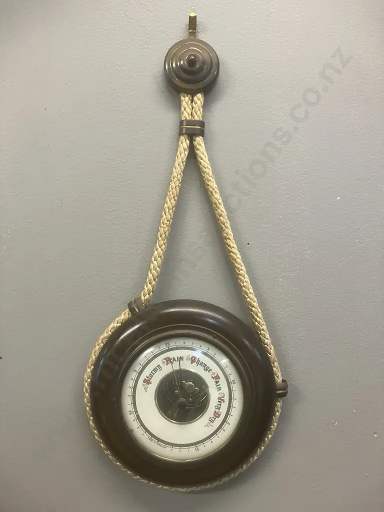Art Deco German Barometer Weather Station With Rope Hanger Image 1++