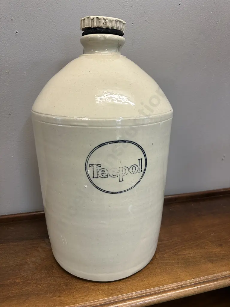 Vintage Cream Glazed Teepol Stoneware Demijohn H40cm. Image 1++