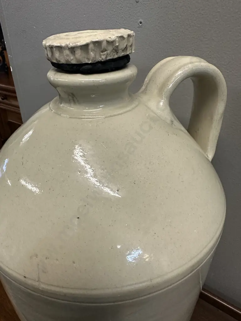 Vintage Cream Glazed Teepol Stoneware Demijohn H40cm. Image 1++