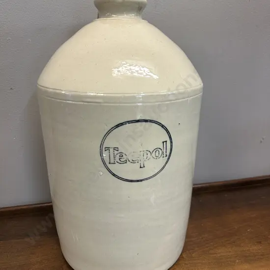 Vintage Cream Glazed Teepol Stoneware Demijohn H40cm.