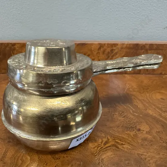 Vintage Brass Incense Burner Embossed Handle & Lid