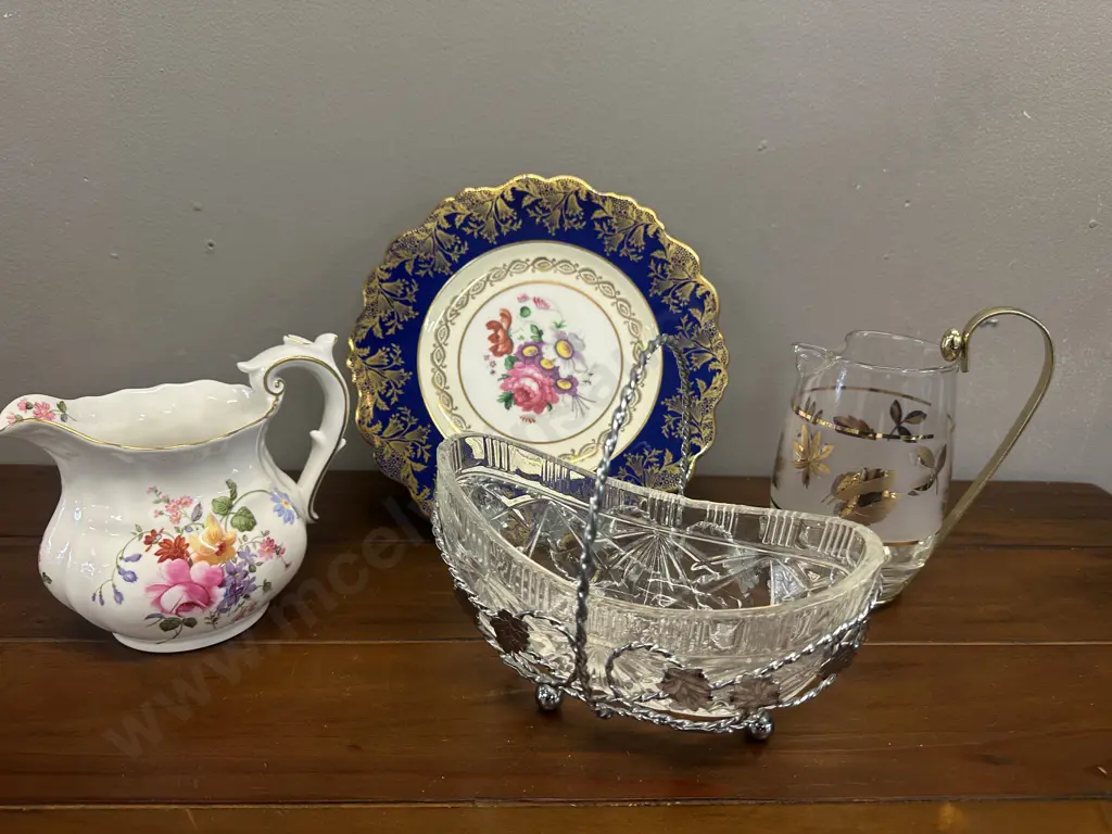 Selection Of China & Glass Items Including Paragon Plate, Royal Crown Derby Jug Etc Image 1++