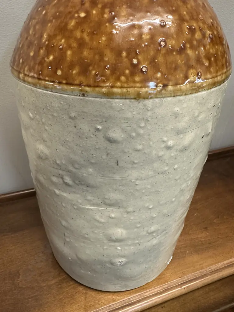 Vintage Two Toned Salt Glazed Stoneware Bottle/Flagon H42cm. Image 1++