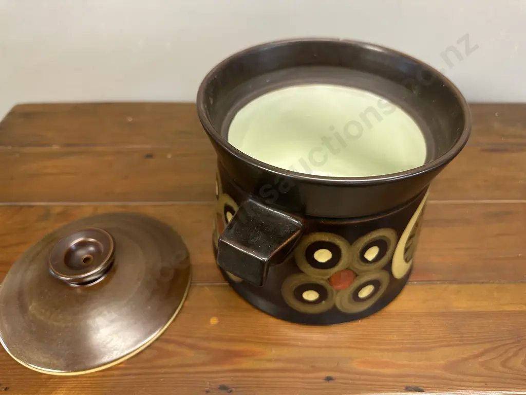 Vintage Denby Stoneware Arabesque Two Handled Hot Pot With lid Image 1++