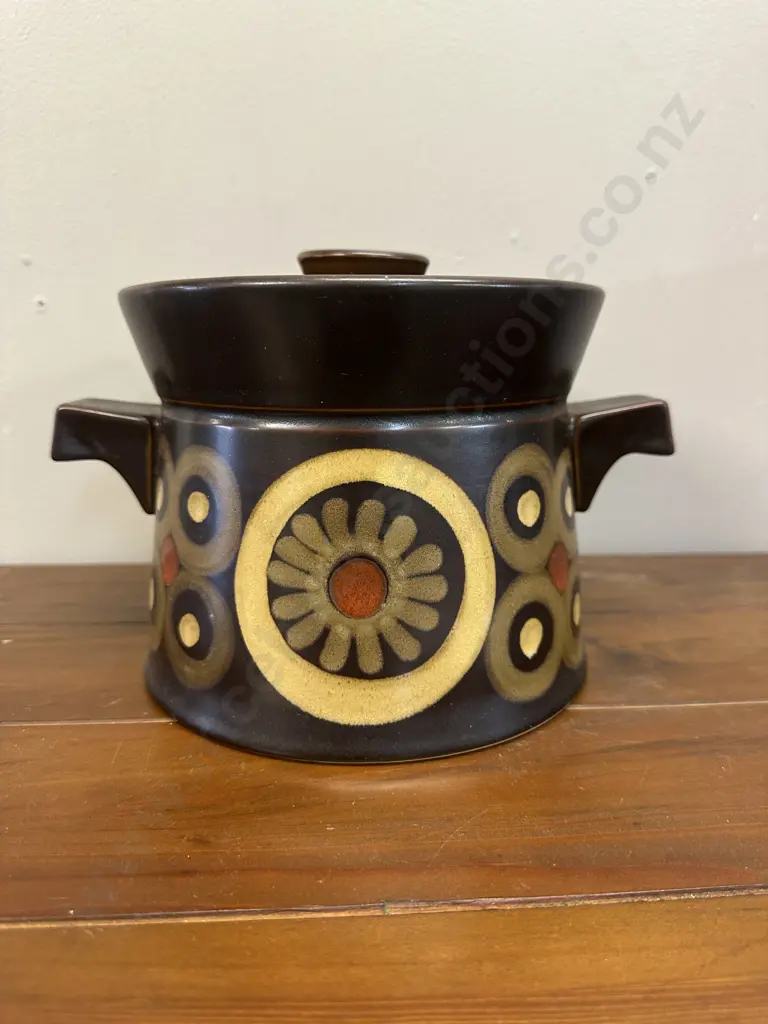 Vintage Denby Stoneware Arabesque Two Handled Hot Pot With lid Image 1++