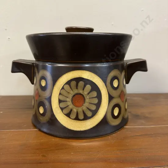 Vintage Denby Stoneware Arabesque Two Handled Hot Pot With lid