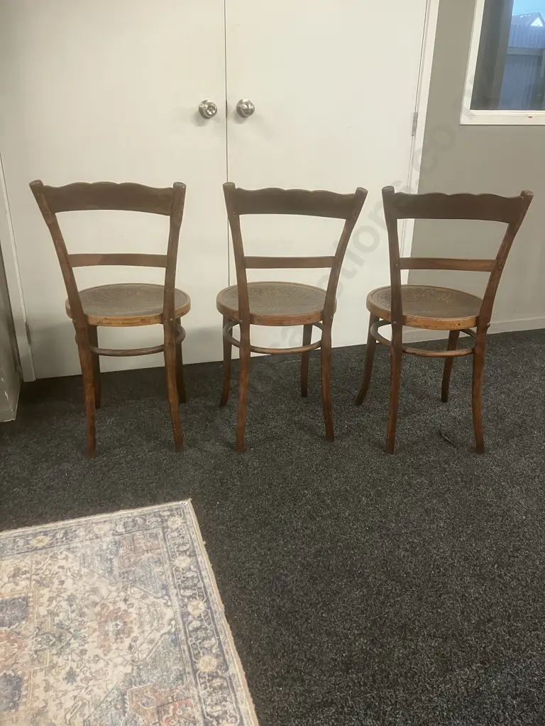 Antique Bentwood Chairs by Jacob & Josef Kohn Vienna, Stamped Base and/or Original Paper Label, Set of 3. 1890-1910 Image 1++