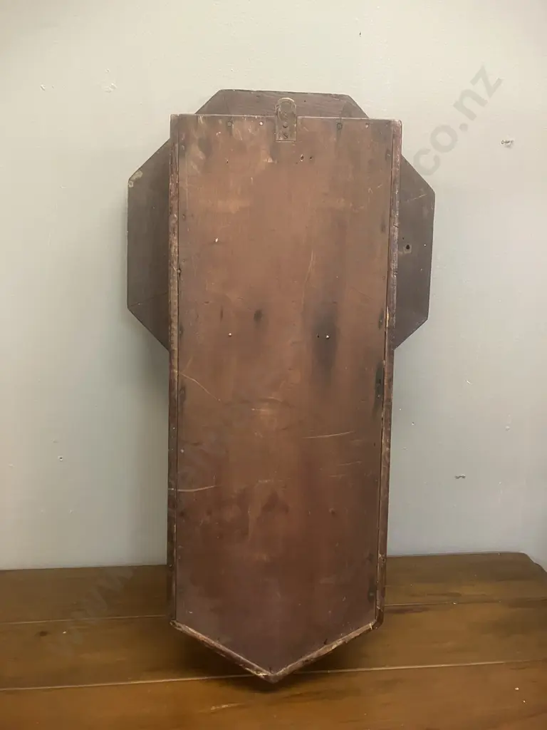 Antique Japanese Wall Clock - Meiji Clock Co. Wooden Schoolhouse Regulator Style With Key (As Found Condition) Image 1++