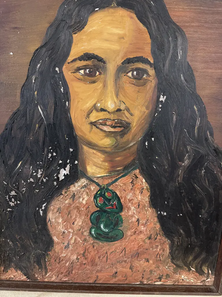 Framed Artwork Portrait Of A Maori Woman 59x50cm. Image 1++