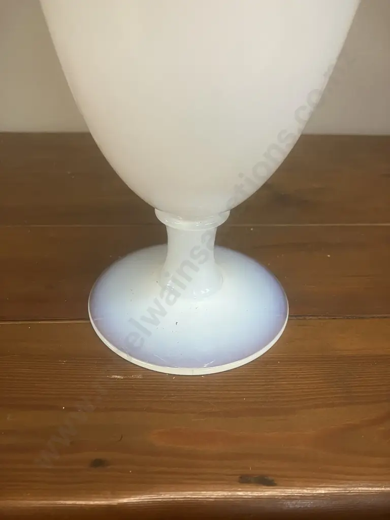 A French Sèvres Opaline Vase Ovoid Baluster-Shaped White With A Pedestal Base. H29cm Image 1++