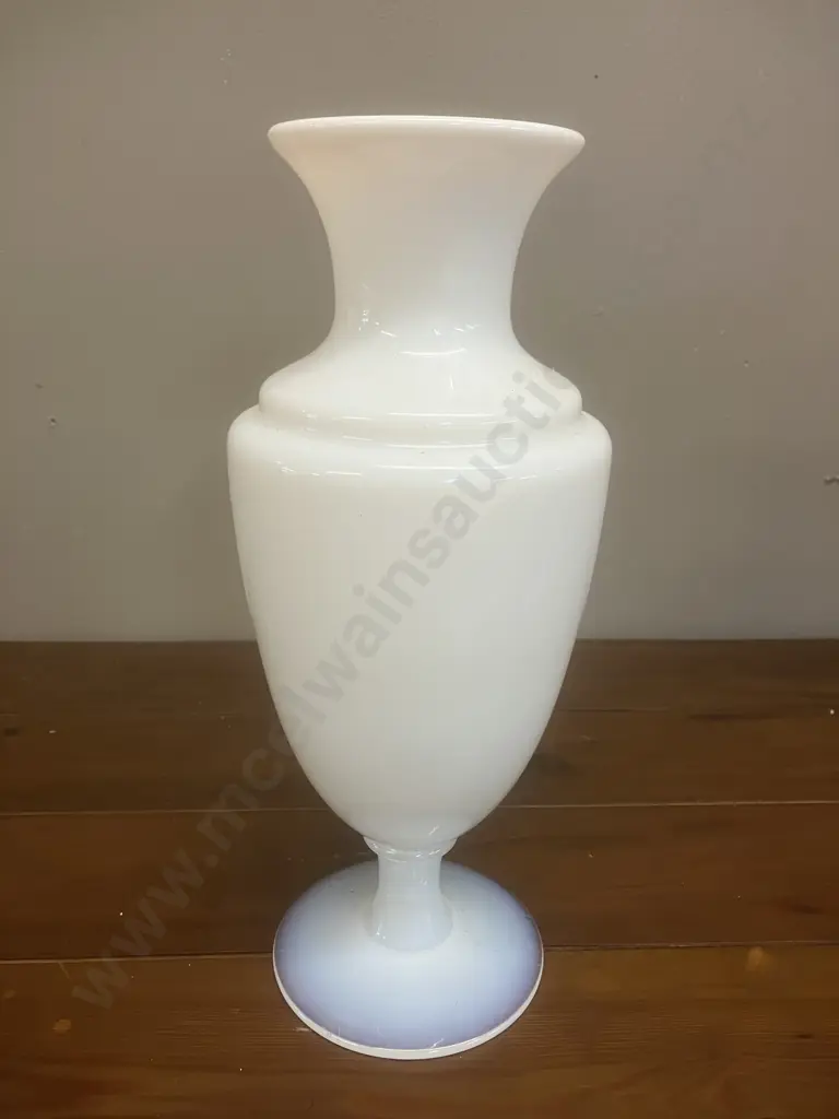 A French Sèvres Opaline Vase Ovoid Baluster-Shaped White With A Pedestal Base. H29cm Image 1++