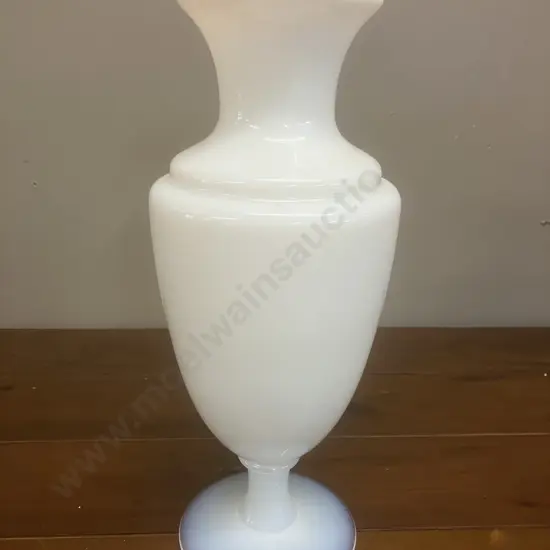 A French Sèvres Opaline Vase Ovoid Baluster-Shaped White With A Pedestal Base. H29cm
