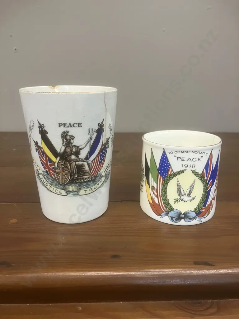 Aynsley China1919 Peace Cup & Chelson China England World War 1914-19 Peace Beaker (Both As Found) Image 1++
