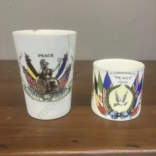 Aynsley China1919 Peace Cup & Chelson China England World War 1914-19 Peace Beaker (Both As Found)
