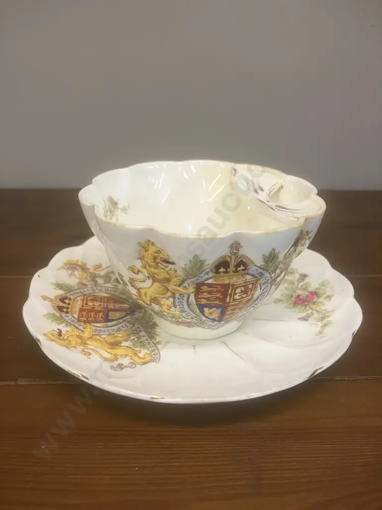 King Edward VII's 1902 Coronation Commemorative Moustache Cup & Saucer - Regent China England Image 1++