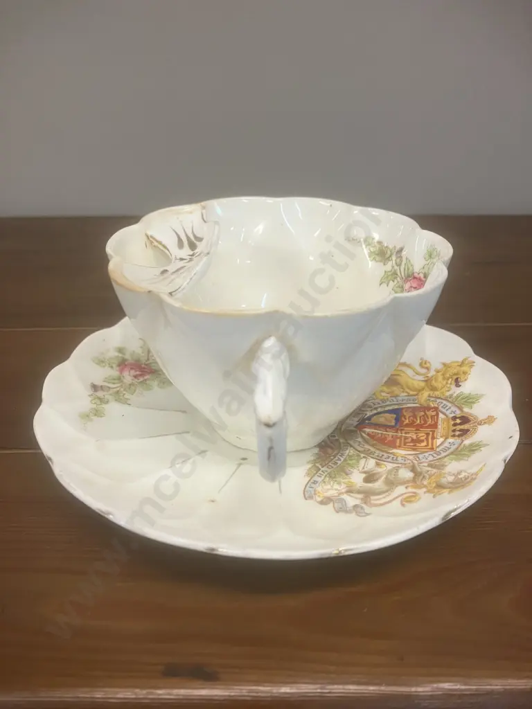 King Edward VII's 1902 Coronation Commemorative Moustache Cup & Saucer - Regent China England Image 1++