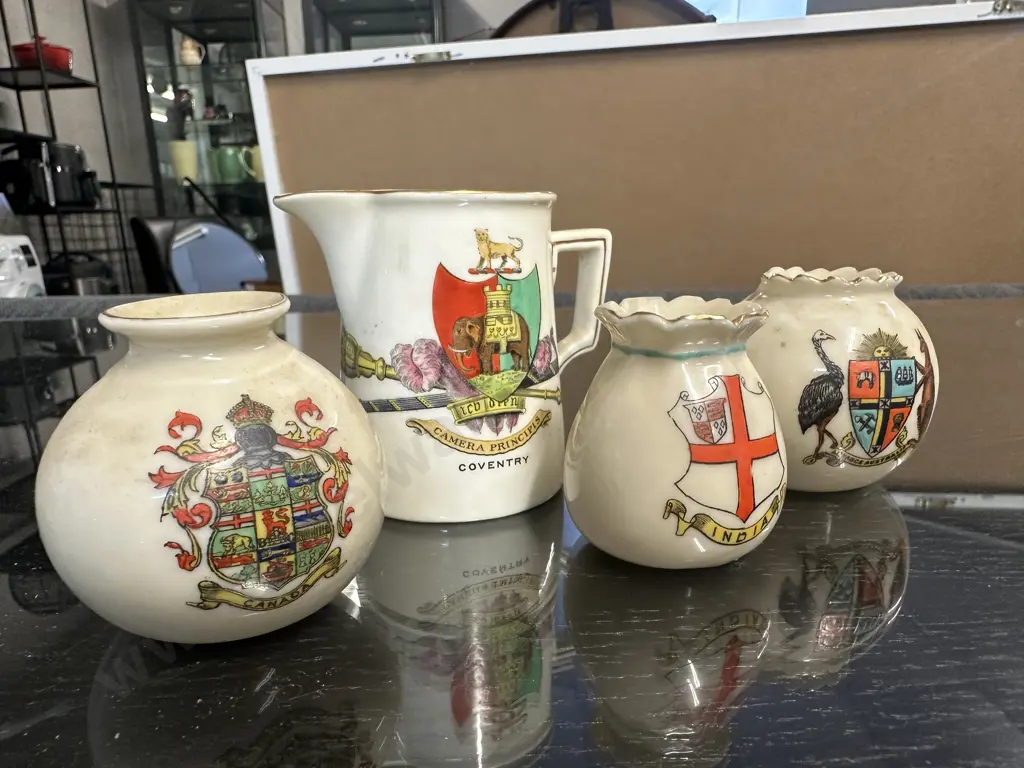Crested China Souvenir Jug & Vases (as found) Image 1++