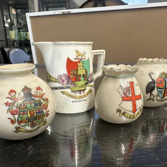 Crested China Souvenir Jug & Vases (as found)