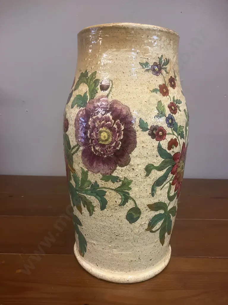 A Victorian Spode Earthenware Vase With Bold Florals. H25.5cm Image 1++
