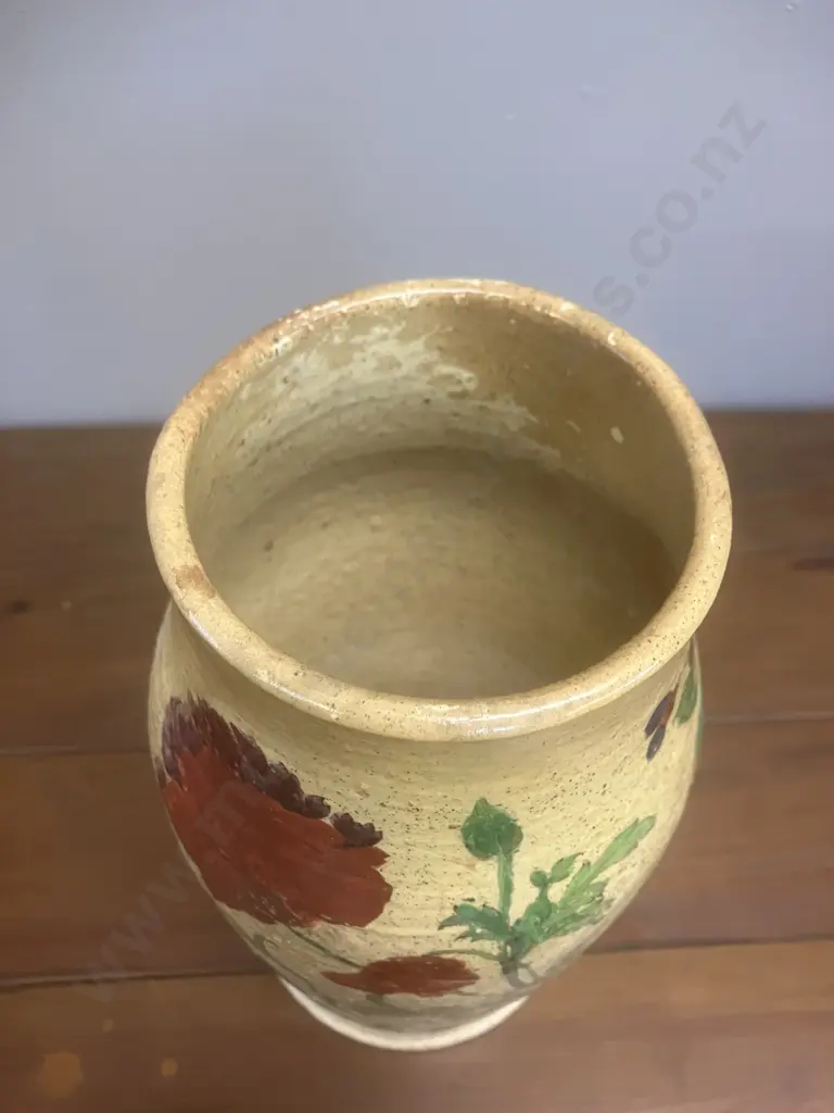 A Victorian Spode Earthenware Vase With Bold Florals. H25.5cm Image 1++