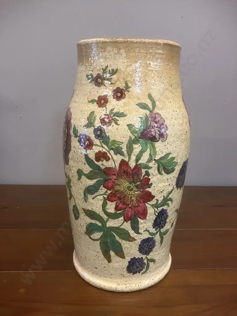 A Victorian Spode Earthenware Vase With Bold Florals. H25.5cm Image 1++