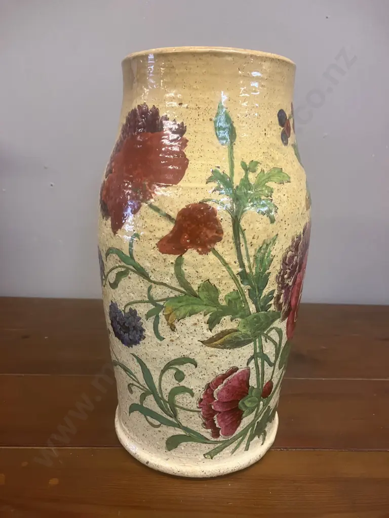 A Victorian Spode Earthenware Vase With Bold Florals. H25.5cm Image 1++