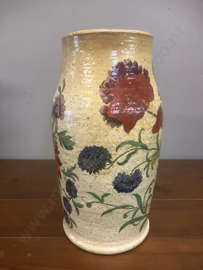 A Victorian Spode Earthenware Vase With Bold Florals. H25.5cm Image 1++
