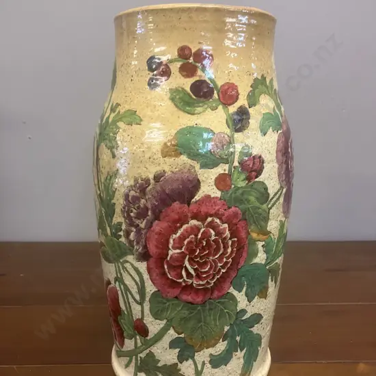 A Victorian Spode Earthenware Vase With Bold Florals. H25.5cm