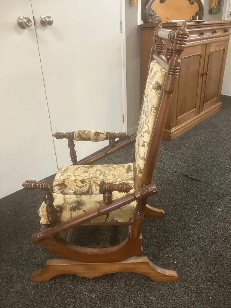 Vintage Wooden Platform Rocker With Footstool Image 1++