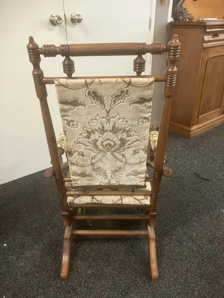 Vintage Wooden Platform Rocker With Footstool Image 1++