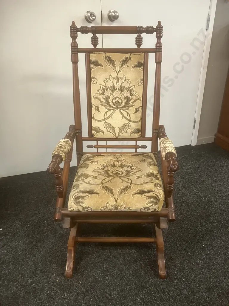 Vintage Wooden Platform Rocker With Footstool Image 1++
