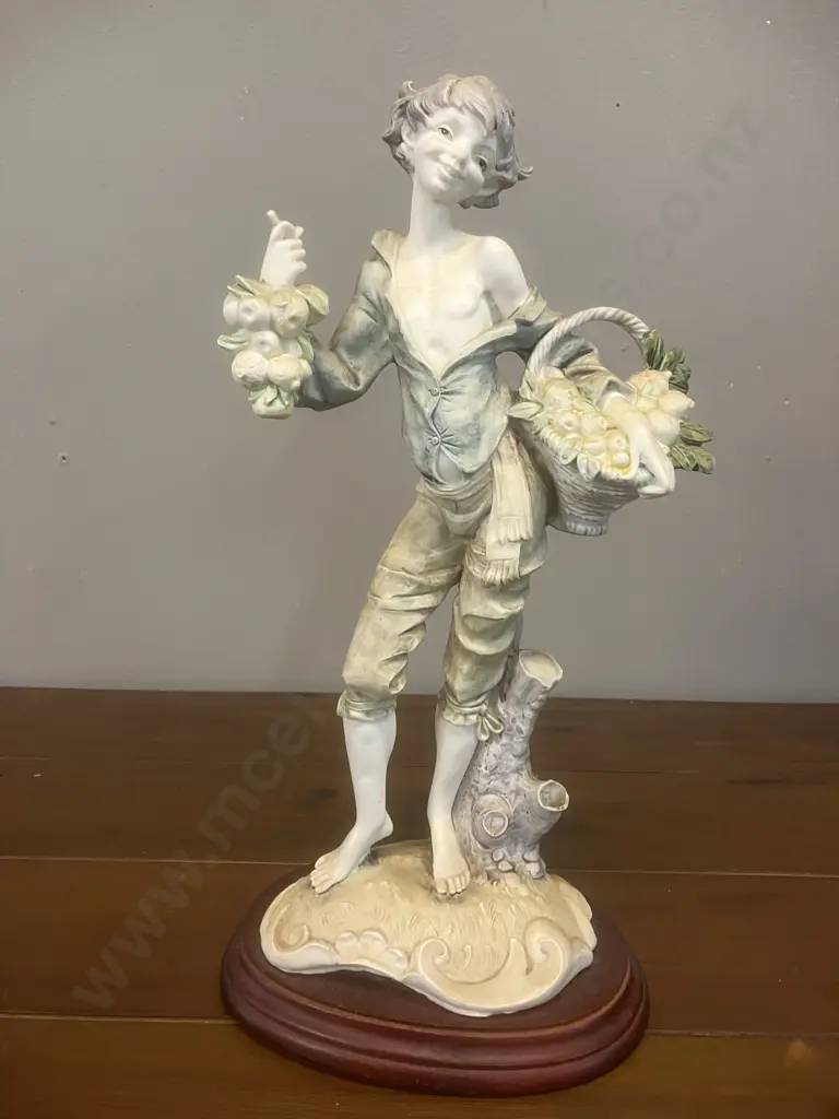 Vintage Capodimonte Like Boy With Fruit & Fruit Basket. H31cm Image 1++