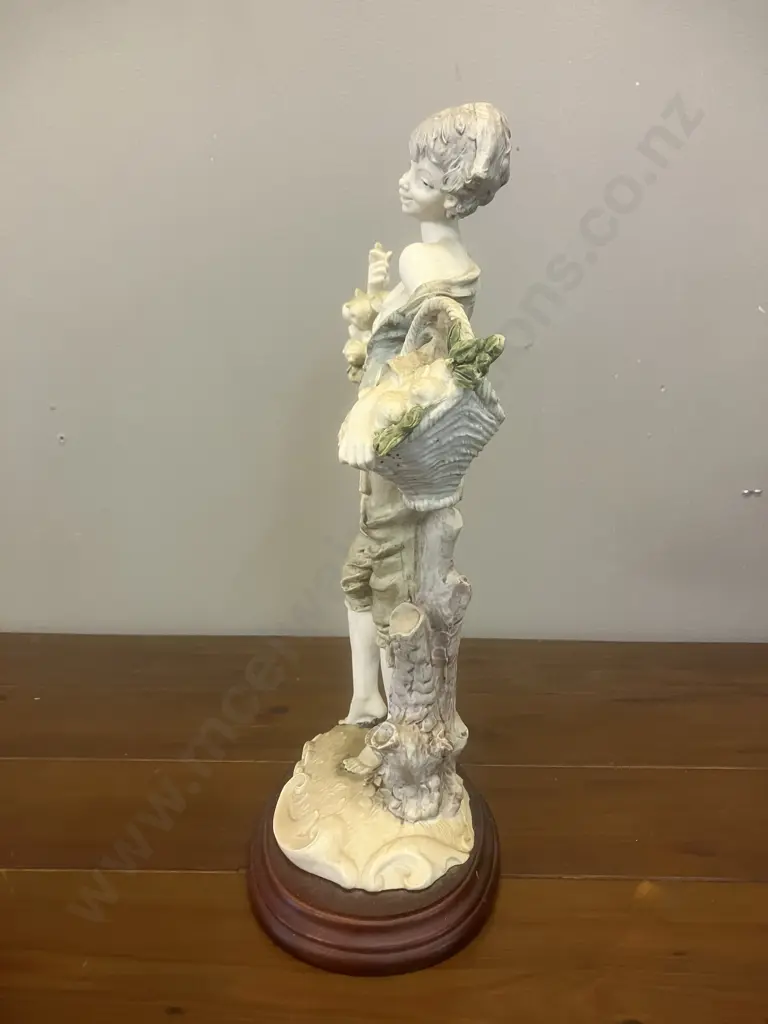 Vintage Capodimonte Like Boy With Fruit & Fruit Basket. H31cm Image 1++