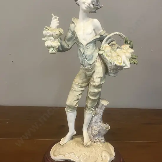 Vintage Capodimonte Like Boy With Fruit & Fruit Basket. H31cm