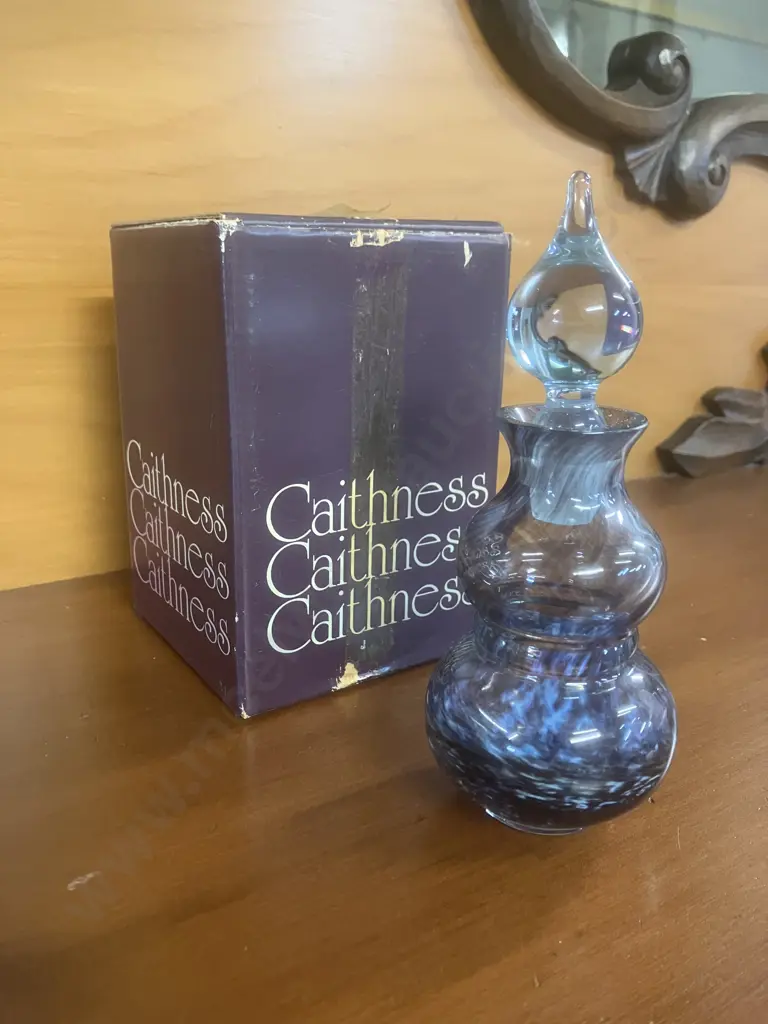 Vintage 1980s' Caithness Scotland Art Glass Perfume Bottle With Original Box. H15cm Image 1++
