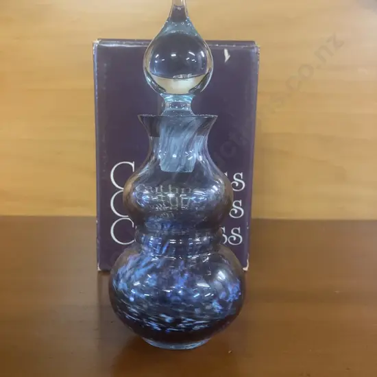 Vintage 1980s' Caithness Scotland Art Glass Perfume Bottle With Original Box. H15cm